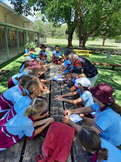 A class working in a shaded area