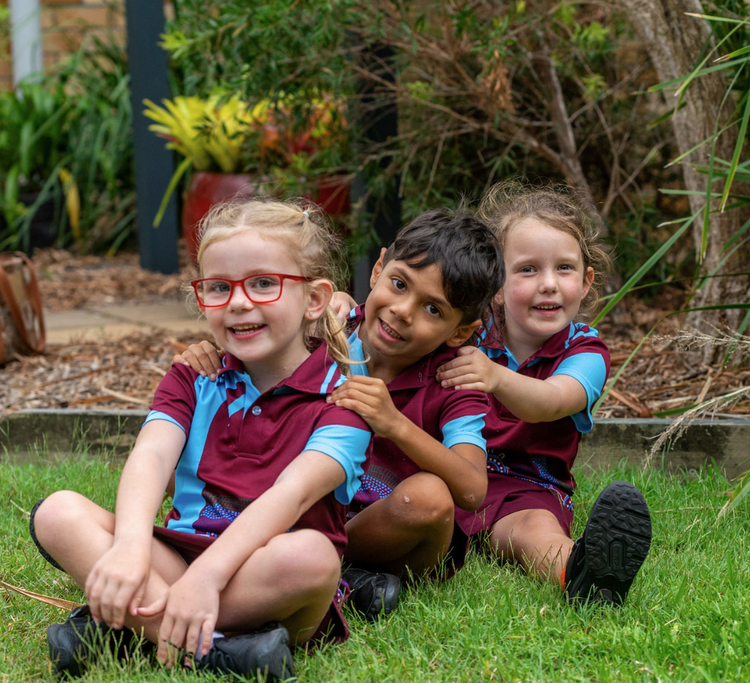 3 Kindergarten students having fun